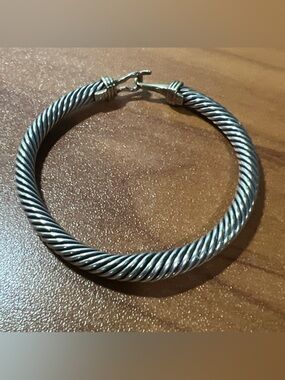 Authentic David Yurman Buckle Classic Cable Bracelet Sterling Silver 14K Yellow